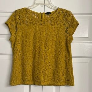 Wardrobe Mustard Yellow Lace Top Size M